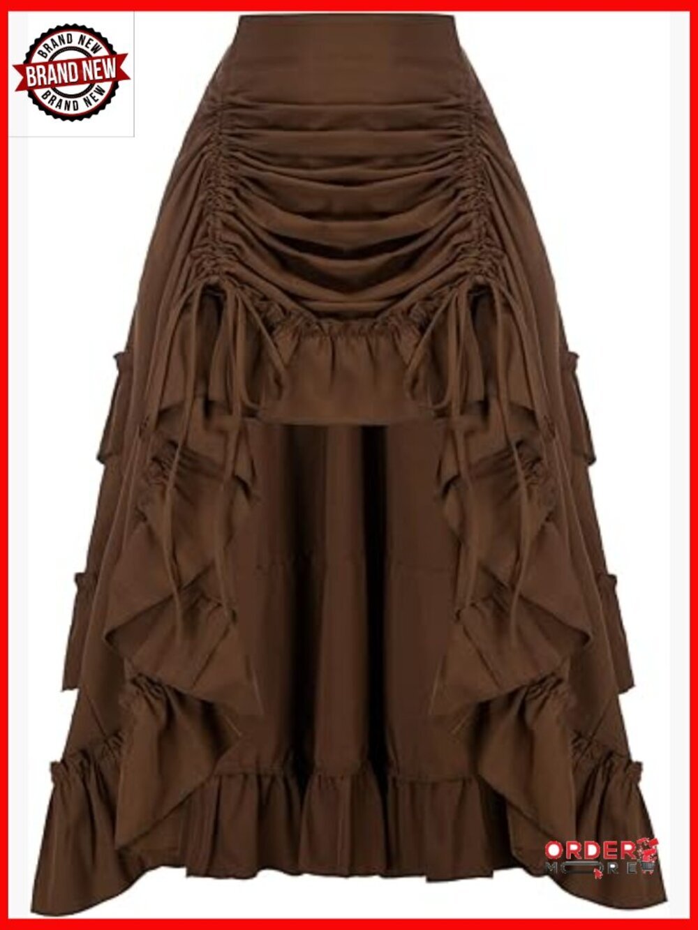 Victorian Steampunk Bustle Skirt Maxi Length Elastic Waist Renaissance Festival